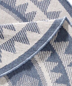 Rond binnen & buiten vloerkleed Jamaica - blauw/crème - close up