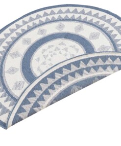 Rond binnen & buiten vloerkleed Jamaica - blauw/crème - overzicht schuin, thumbnail Rond binnen & buiten vloerkleed Jamaica - blauw/crème - overzicht schuin, thumbnail