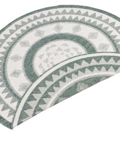 Rond binnen & buiten vloerkleed Jamaica - groen/crème - overzicht schuin, thumbnail