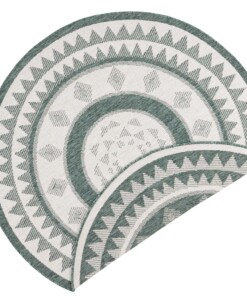 Rond binnen & buiten vloerkleed Jamaica - groen/crème - overzicht boven, thumbnail