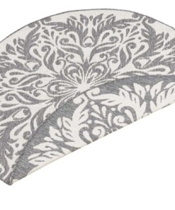 Rond binnen & buiten vloerkleed Madrid - grijs/crème - overzicht schuin, thumbnail Rond binnen & buiten vloerkleed Madrid - grijs/crème - overzicht schuin, thumbnail