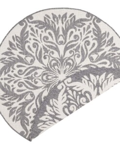 Rond binnen & buiten vloerkleed Madrid - grijs/crème - overzicht boven, thumbnail Rond binnen & buiten vloerkleed Madrid - grijs/crème - overzicht boven, thumbnail