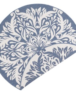 Rond binnen & buiten vloerkleed Madrid - blauw/crème - overzicht boven, thumbnail Rond binnen & buiten vloerkleed Madrid - blauw/crème - overzicht boven, thumbnail