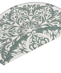 Rond binnen & buiten vloerkleed Madrid - groen/crème - overzicht schuin, thumbnail Rond binnen & buiten vloerkleed Madrid - groen/crème - overzicht schuin, thumbnail