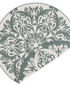 Rond binnen & buiten vloerkleed Madrid - groen/crème - overzicht boven, thumbnail Rond binnen & buiten vloerkleed Madrid - groen/crème - overzicht boven, thumbnail