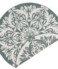 Rond binnen & buiten vloerkleed Madrid - groen/crème - overzicht boven, thumbnail Rond binnen & buiten vloerkleed Madrid - groen/crème - overzicht boven, thumbnail