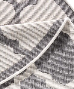 Rond binnen & buiten vloerkleed Palermo - grijs/crème - close up, thumbnail