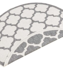 Rond binnen & buiten vloerkleed Palermo - grijs/crème - overzicht schuin, thumbnail