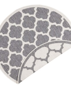 Rond binnen & buiten vloerkleed Palermo - grijs/crème - overzicht boven, thumbnail