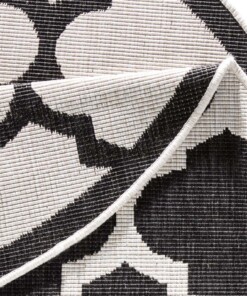 Rond binnen & buiten vloerkleed Palermo - zwart/crème - close up, thumbnail Rond binnen & buiten vloerkleed Palermo - zwart/crème - close up, thumbnail