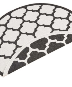 Rond binnen & buiten vloerkleed Palermo - zwart/crème - overzicht schuin, thumbnail Rond binnen & buiten vloerkleed Palermo - zwart/crème - overzicht schuin, thumbnail