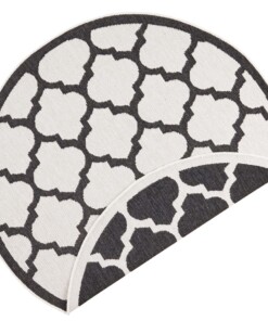 Rond binnen & buiten vloerkleed Palermo - zwart/crème - overzicht boven, thumbnail Rond binnen & buiten vloerkleed Palermo - zwart/crème - overzicht boven, thumbnail