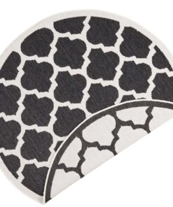 Rond binnen & buiten vloerkleed Palermo - zwart/crème - overzicht boven, thumbnail Rond binnen & buiten vloerkleed Palermo - zwart/crème - overzicht boven, thumbnail