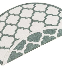 Rond binnen & buiten vloerkleed Palermo - groen/crème - overzicht schuin, thumbnail Rond binnen & buiten vloerkleed Palermo - groen/crème - overzicht schuin, thumbnail