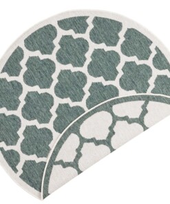 Rond binnen & buiten vloerkleed Palermo - groen/crème - overzicht boven, thumbnail Rond binnen & buiten vloerkleed Palermo - groen/crème - overzicht boven, thumbnail