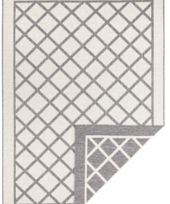 Binnen & buiten vloerkleed ruiten Sydney - grjis/crème - overzicht boven, thumbnail