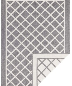 Binnen & buiten vloerkleed ruiten Sydney - grjis/crème - overzicht boven, thumbnail