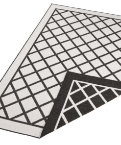 Binnen & buiten vloerkleed ruiten Sydney - zwart/crème - overzicht schuin, thumbnail Binnen & buiten vloerkleed ruiten Sydney - zwart/crème - overzicht schuin, thumbnail