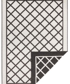 Binnen & buiten vloerkleed ruiten Sydney - zwart/crème - overzicht boven, thumbnail Binnen & buiten vloerkleed ruiten Sydney - zwart/crème - overzicht boven, thumbnail