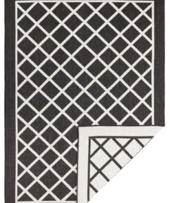 Binnen & buiten vloerkleed ruiten Sydney - zwart/crème - overzicht boven, thumbnail Binnen & buiten vloerkleed ruiten Sydney - zwart/crème - overzicht boven, thumbnail