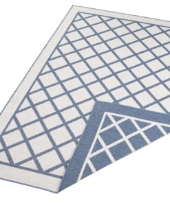 Binnen & buiten vloerkleed ruiten Sydney - blauw/crème - overzicht schuin, thumbnail Binnen & buiten vloerkleed ruiten Sydney - blauw/crème - overzicht schuin, thumbnail