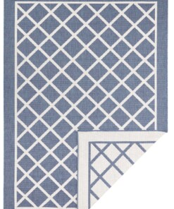 Binnen & buiten vloerkleed ruiten Sydney - blauw/crème - overzicht boven, thumbnail Binnen & buiten vloerkleed ruiten Sydney - blauw/crème - overzicht boven, thumbnail