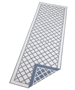 Loper binnen & buiten ruiten Sydney - blauw/crème - overzicht schuin, thumbnail Loper binnen & buiten ruiten Sydney - blauw/crème - overzicht schuin, thumbnail