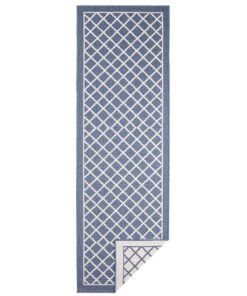 Loper binnen & buiten ruiten Sydney - blauw/crème - overzicht boven, thumbnail Loper binnen & buiten ruiten Sydney - blauw/crème - overzicht boven, thumbnail