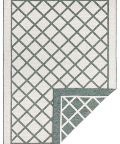 Binnen & buiten vloerkleed ruiten Sydney - groen/crème - overzicht boven, thumbnail