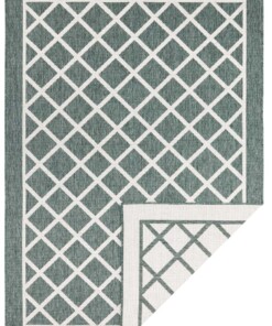 Binnen & buiten vloerkleed ruiten Sydney - groen/crème - overzicht boven, thumbnail