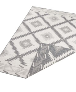 Binnen & buiten vloerkleed ruiten Malibu - grijs/crème - overzicht schuin, thumbnail Binnen & buiten vloerkleed ruiten Malibu - grijs/crème - overzicht schuin, thumbnail