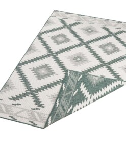 Binnen & buiten vloerkleed ruiten Malibu - groen/crème - overzicht schuin, thumbnail Binnen & buiten vloerkleed ruiten Malibu - groen/crème - overzicht schuin, thumbnail