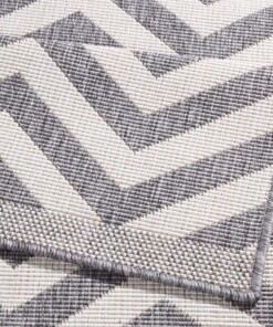 Loper binnen & buiten zigzag Palma -grijs/crème - close up, thumbnail Loper binnen & buiten zigzag Palma -grijs/crème - close up, thumbnail