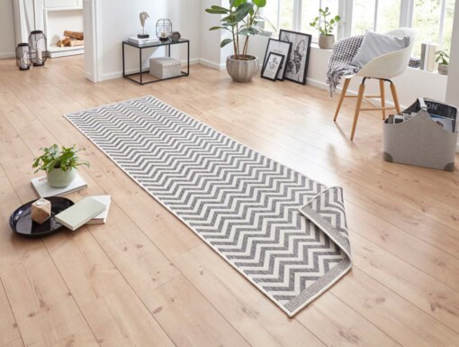 Loper binnen & buiten zigzag Palma -grijs/crème - sfeer