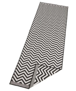 Loper binnen & buiten zigzag Palma - zwart/crème - overzicht schuin, thumbnail Loper binnen & buiten zigzag Palma - zwart/crème - overzicht schuin, thumbnail