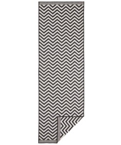 Loper binnen & buiten zigzag Palma - zwart/crème - overzicht boven, thumbnail Loper binnen & buiten zigzag Palma - zwart/crème - overzicht boven, thumbnail