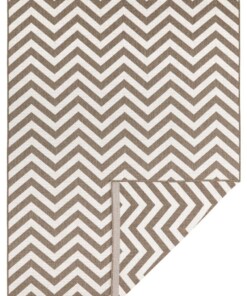 Binnen & buiten vloerkleed zigzag Palma - bruin/crème - overzicht boven, thumbnail