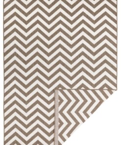 Binnen & buiten vloerkleed zigzag Palma - bruin/crème - overzicht boven, thumbnail