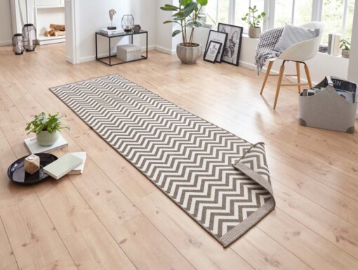 Loper binnen & buiten zigzag Palma - bruin/crème - sfeer