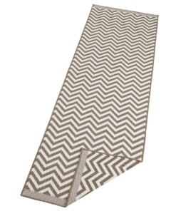 Loper binnen & buiten zigzag Palma - bruin/crème - overzicht schuin, thumbnail Loper binnen & buiten zigzag Palma - bruin/crème - overzicht schuin, thumbnail