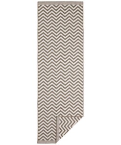 Loper binnen & buiten zigzag Palma - bruin/crème - overzicht boven, thumbnail Loper binnen & buiten zigzag Palma - bruin/crème - overzicht boven, thumbnail