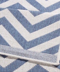 Loper binnen & buiten zigzag Palma - blauw/crème - close up, thumbnail