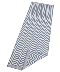 Loper binnen & buiten zigzag Palma - blauw/crème - overzicht schuin, thumbnail