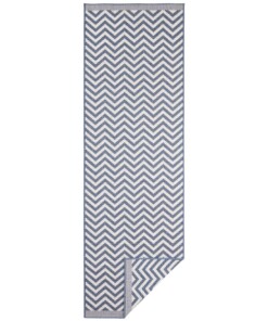 Loper binnen & buiten zigzag Palma - blauw/crème - overzicht boven, thumbnail