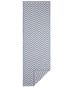 Loper binnen & buiten zigzag Palma - blauw/crème - overzicht boven, thumbnail