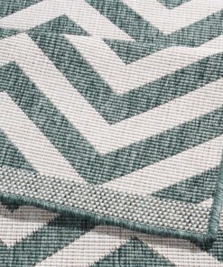 Loper binnen & buiten zigzag Palma - groen/crème - close up, thumbnail