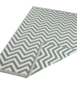 Binnen & buiten vloerkleed zigzag Palma - groen/crème - overzicht schuin, thumbnail