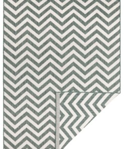 Binnen & buiten vloerkleed zigzag Palma - groen/crème - overzicht boven, thumbnail