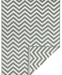 Binnen & buiten vloerkleed zigzag Palma - groen/crème - overzicht boven, thumbnail