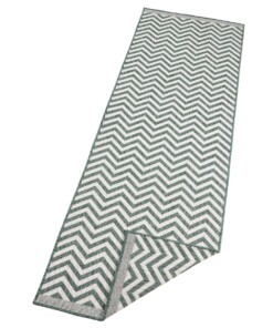 Loper binnen & buiten zigzag Palma - groen/crème - overzicht schuin, thumbnail